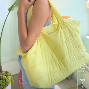 MANE YELLOW PUFFER TOTE BAG